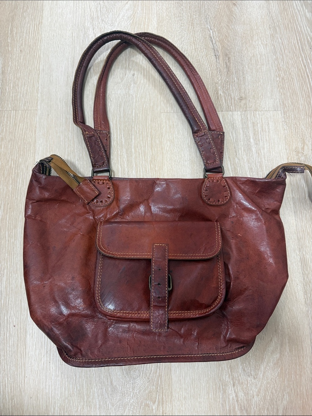Noonday Collection Rustic Brown Leather Shoulder Bag